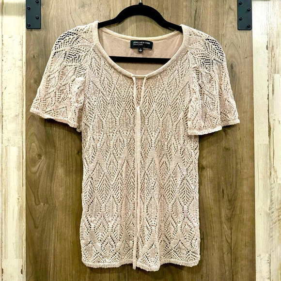 Jones New York Tops - Jones New York collection textured knit beige blouse size S